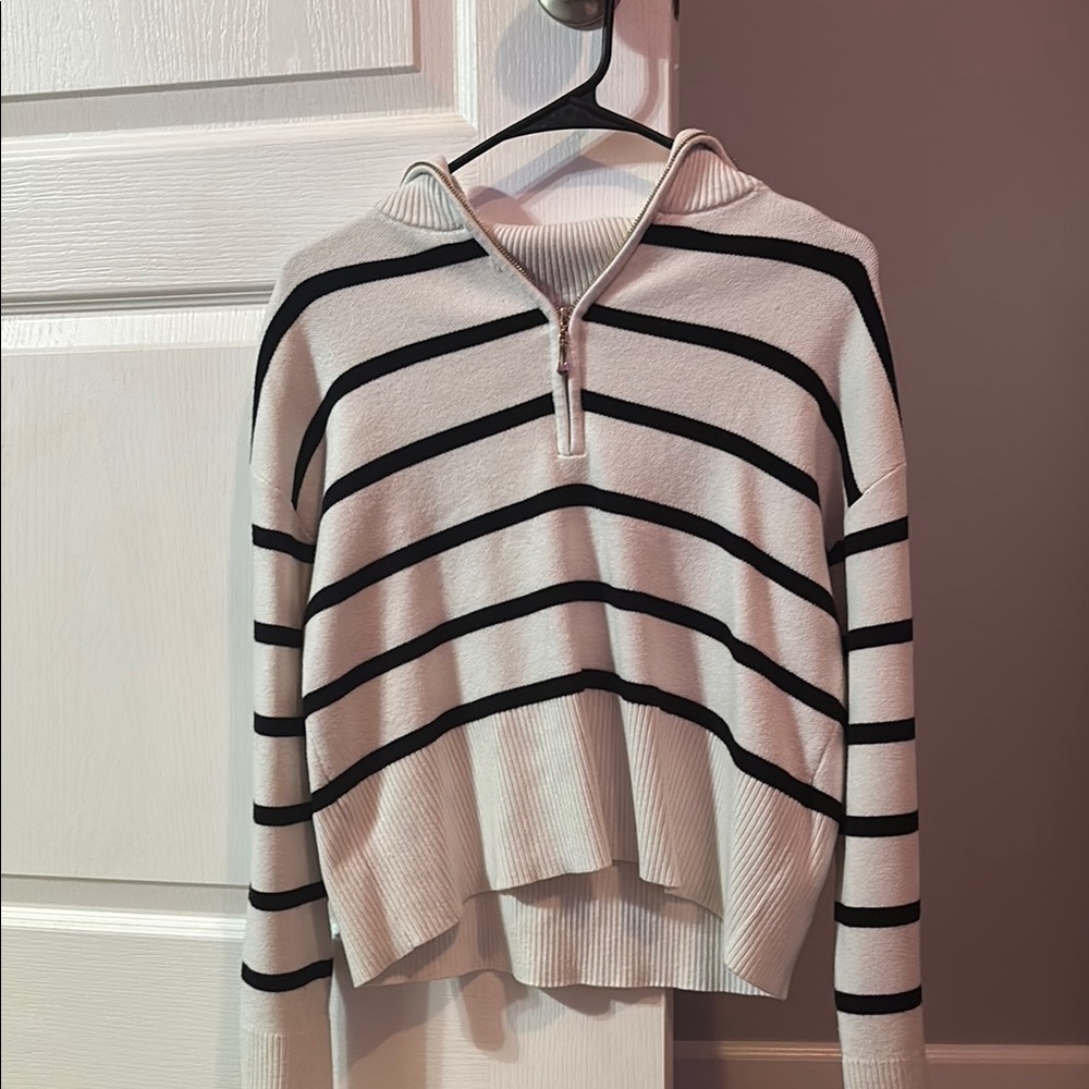 Cynthia Rowley Black and White Cowl Neck Sweater